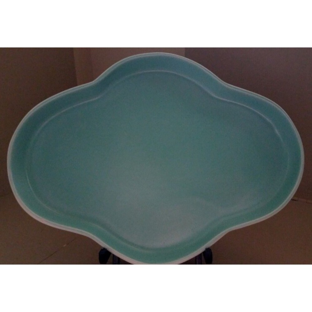 Vintage California Pottery Aqua Blue Dish #10 MCM Scalloped Serving Platter